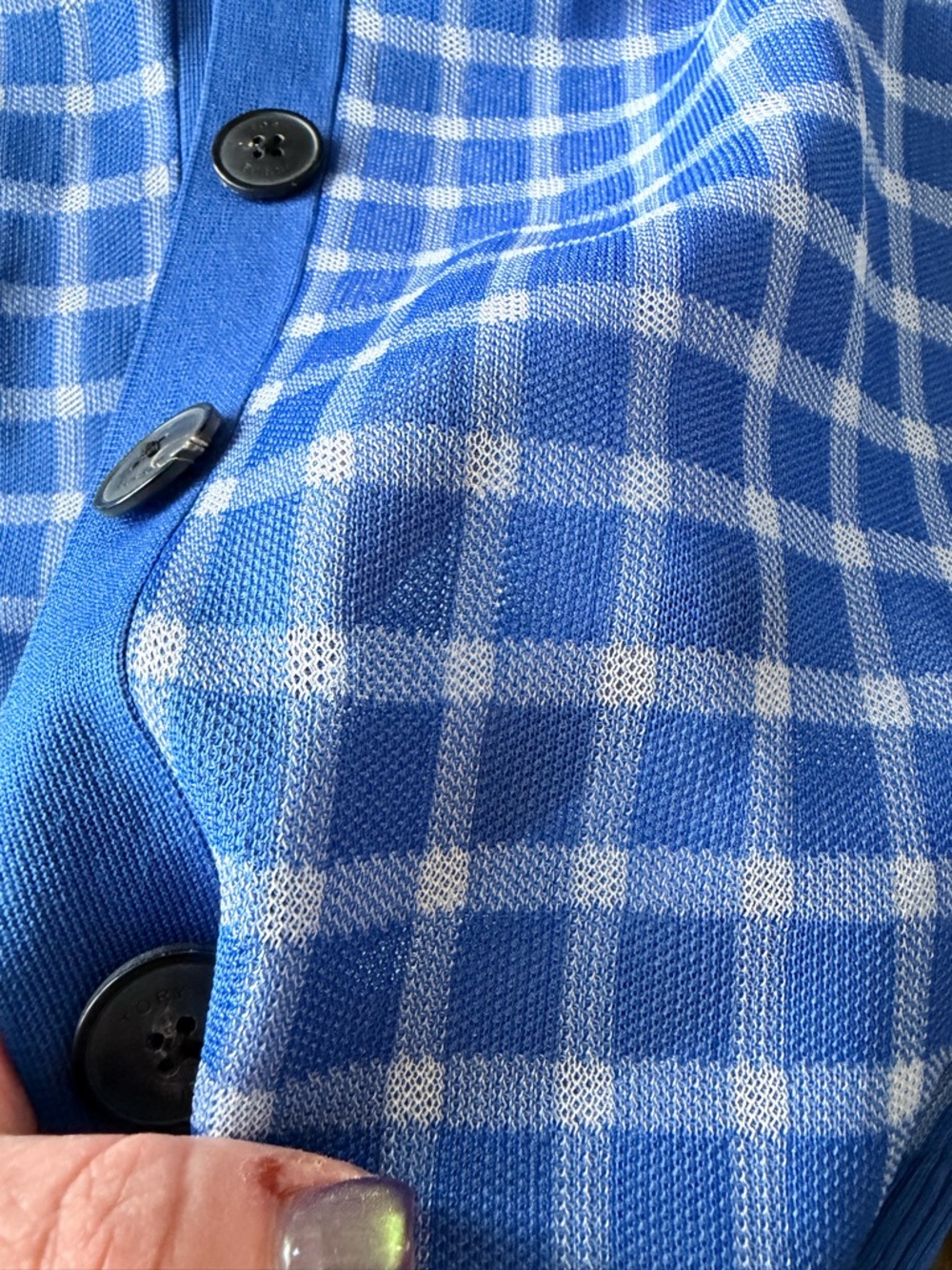 Tory Burch Blue Plaid Cardigan Sweater XS - Picture 4 of 5